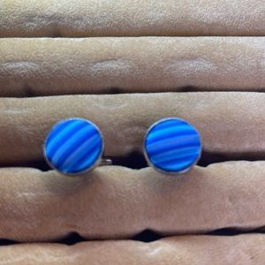 Blue and Silver Cuff Links